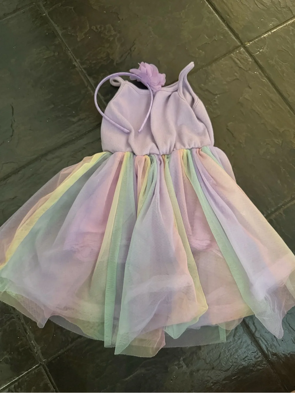 Zara Girls Rainbow Tulle Dress Size 4 Years Pastel Princess Party Dress Fairy